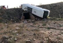 Erzurum’da otobüs şarampole yuvarlandı!