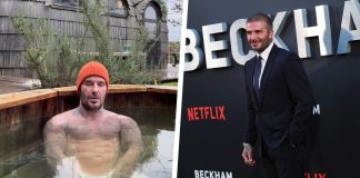 David Beckham üstsüz buz gibi soğuk suyun içine girdi!