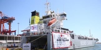 Gazze’ye yardım malzemesi taşıyan 9. gemi Mersin’den uğurlandı!