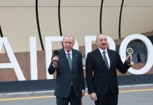 Cumhurbaşkanı Erdoğan ile Aliyev havalimanı açılışı yaptı